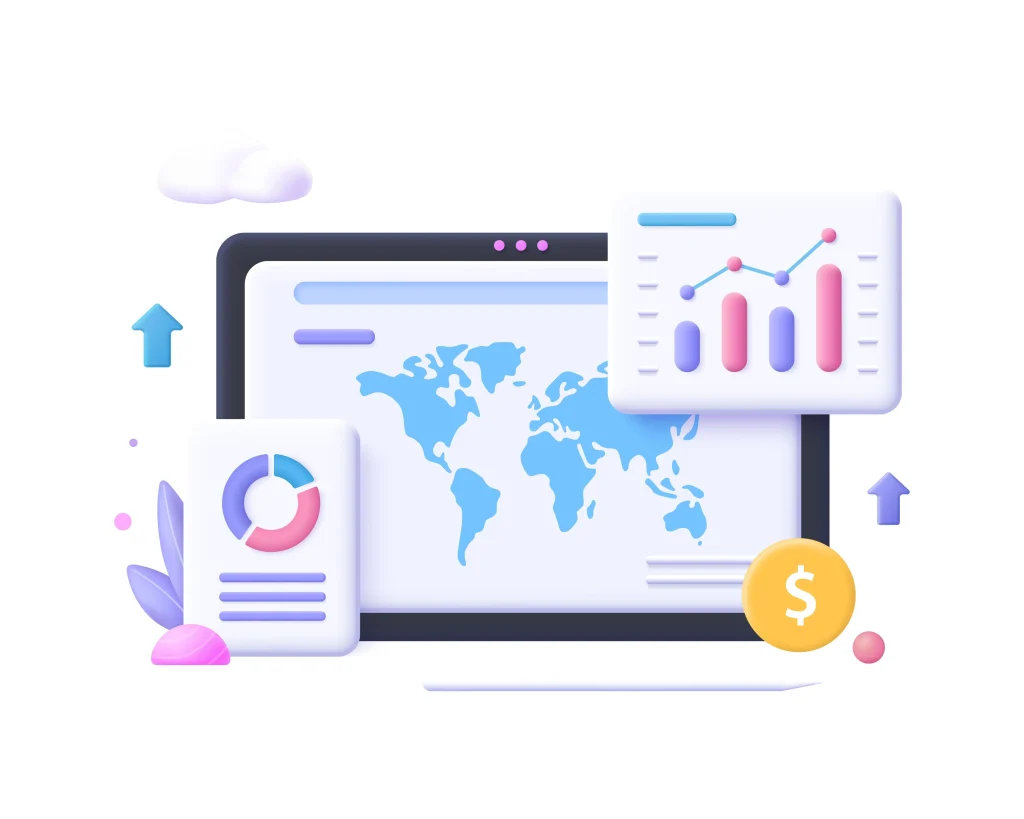 White and Orange 3d Illustrated Digital Marketing Agency Banner Landscape